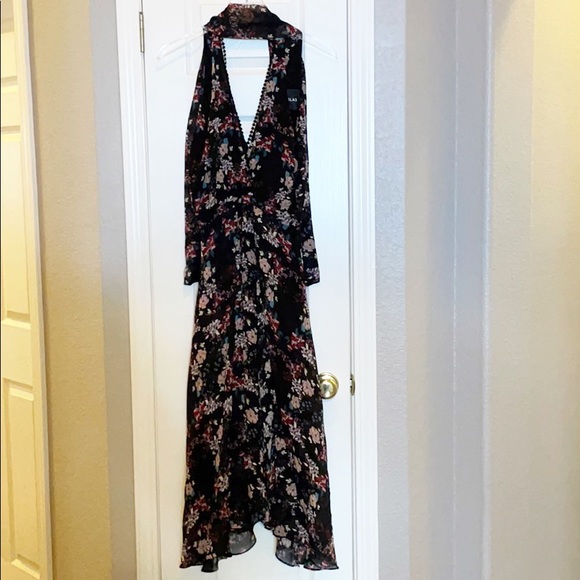 NICHOLAS Floral Chain Neck Wrap Silk Dress - Picture 7 of 15